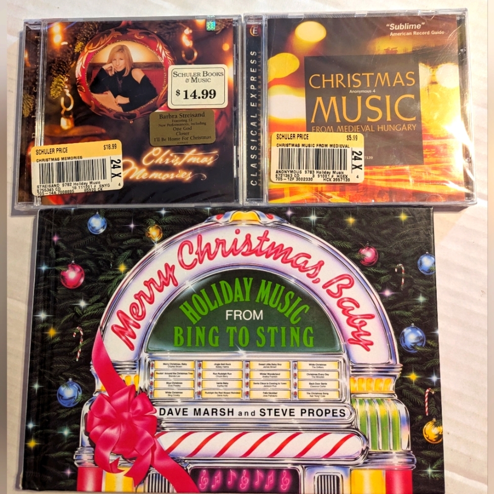 Christmas Lot Of 3 Media.  2 Brand New Sealed CD's And Christmas CD Book